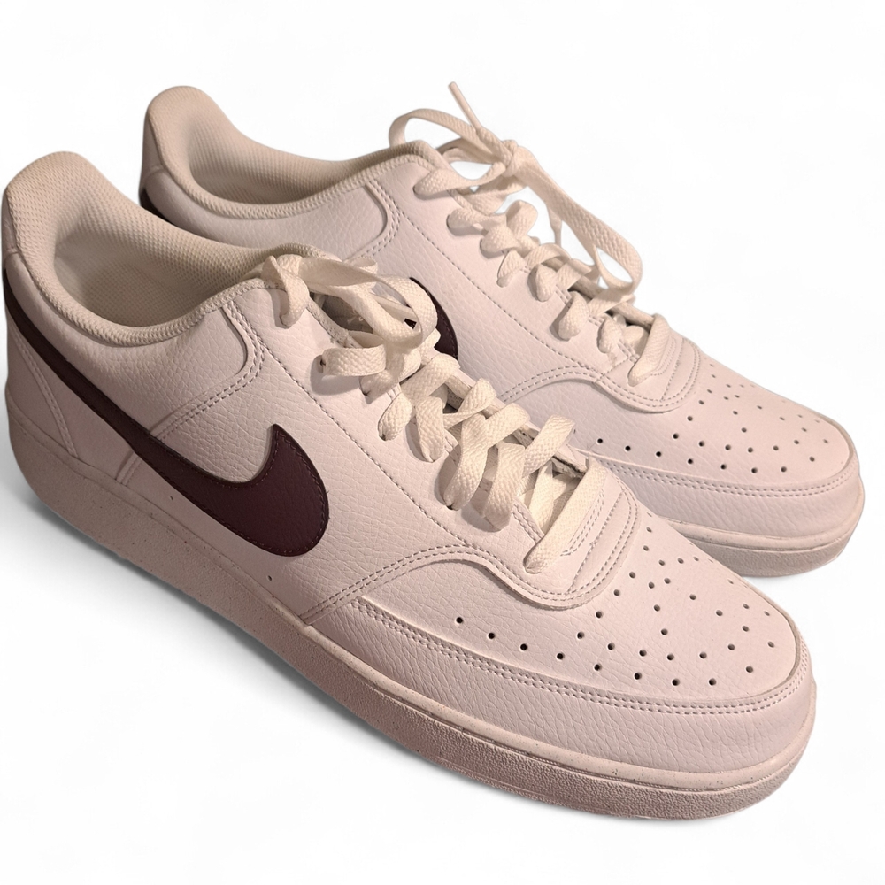 Nike White and Maroon Sneakers Size 13 Court Vision